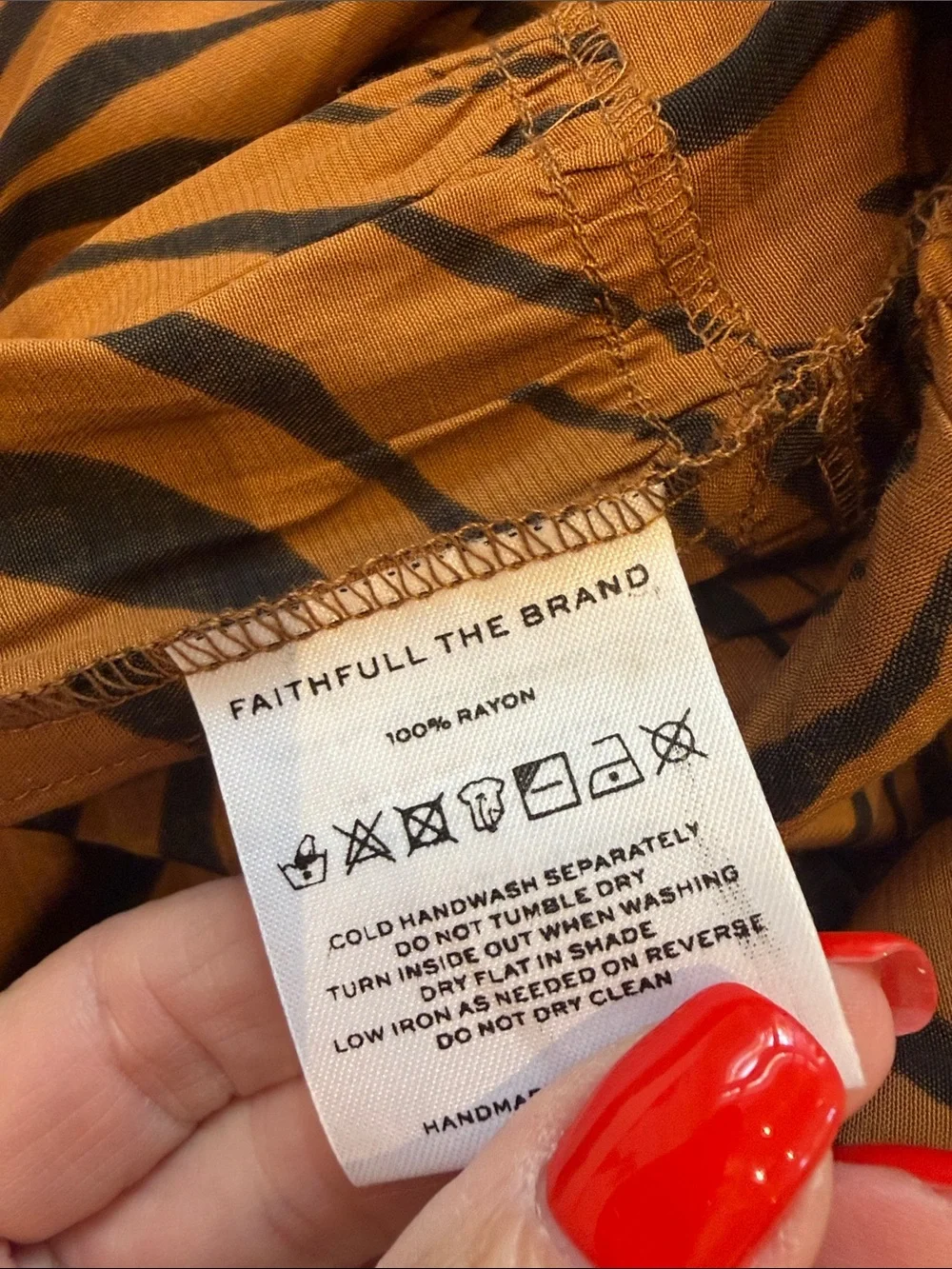 NWOT Faithfull the Brand Corvina Brown and Black Tiger Stripe midi Dress - Picture 7 of 10